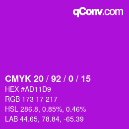 颜色代码: CMYK 20 / 92 / 0 / 15 | qconv.com