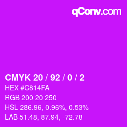 カラーコード: CMYK 20 / 92 / 0 / 2 | qconv.com