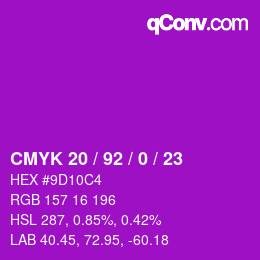 カラーコード: CMYK 20 / 92 / 0 / 23 | qconv.com