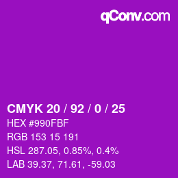 カラーコード: CMYK 20 / 92 / 0 / 25 | qconv.com