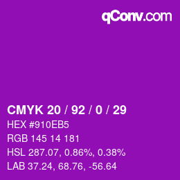 カラーコード: CMYK 20 / 92 / 0 / 29 | qconv.com