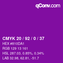 颜色代码: CMYK 20 / 92 / 0 / 37 | qconv.com