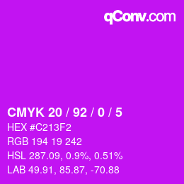 Color code: CMYK 20 / 92 / 0 / 5 | qconv.com