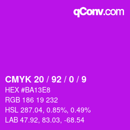 カラーコード: CMYK 20 / 92 / 0 / 9 | qconv.com