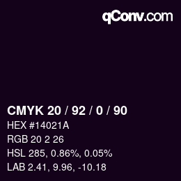Color code: CMYK 20 / 92 / 0 / 90 | qconv.com