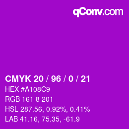 カラーコード: CMYK 20 / 96 / 0 / 21 | qconv.com