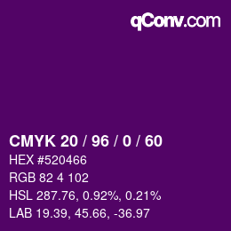 Color code: CMYK 20 / 96 / 0 / 60 | qconv.com