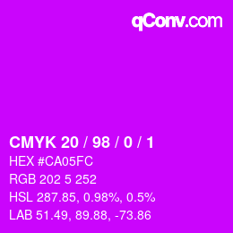 カラーコード: CMYK 20 / 98 / 0 / 1 | qconv.com