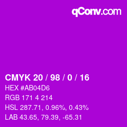 Color code: CMYK 20 / 98 / 0 / 16 | qconv.com