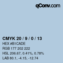 カラーコード: CMYK 20 / 9 / 0 / 13 | qconv.com