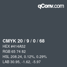 Color code: CMYK 20 / 9 / 0 / 68 | qconv.com