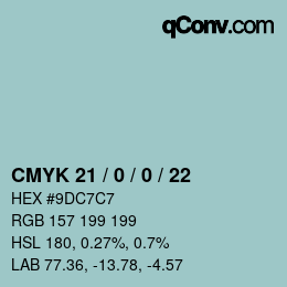 カラーコード: CMYK 21 / 0 / 0 / 22 | qconv.com