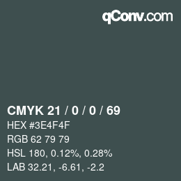 Color code: CMYK 21 / 0 / 0 / 69 | qconv.com