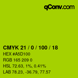 Color code: CMYK 21 / 0 / 100 / 18 | qconv.com