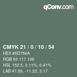 Color code: CMYK 21 / 0 / 10 / 54 | qconv.com