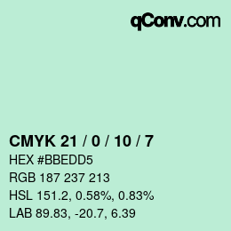 Color code: CMYK 21 / 0 / 10 / 7 | qconv.com