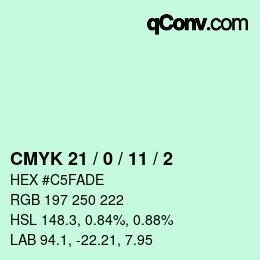 Color code: CMYK 21 / 0 / 11 / 2 | qconv.com