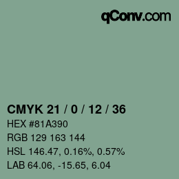 颜色代码: CMYK 21 / 0 / 12 / 36 | qconv.com