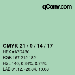 Farbcode: CMYK 21 / 0 / 14 / 17 | qconv.com