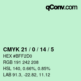 Color code: CMYK 21 / 0 / 14 / 5 | qconv.com