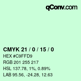 カラーコード: CMYK 21 / 0 / 15 / 0 | qconv.com
