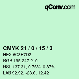 Farbcode: CMYK 21 / 0 / 15 / 3 | qconv.com