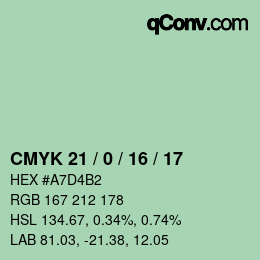 Farbcode: CMYK 21 / 0 / 16 / 17 | qconv.com