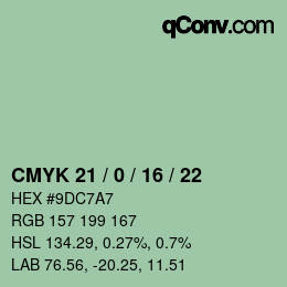 Color code: CMYK 21 / 0 / 16 / 22 | qconv.com