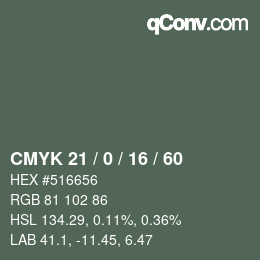 颜色代码: CMYK 21 / 0 / 16 / 60 | qconv.com