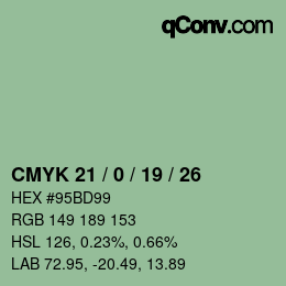 Color code: CMYK 21 / 0 / 19 / 26 | qconv.com