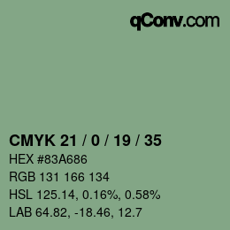 Color code: CMYK 21 / 0 / 19 / 35 | qconv.com