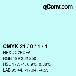 Farbcode: CMYK 21 / 0 / 1 / 1 | qconv.com