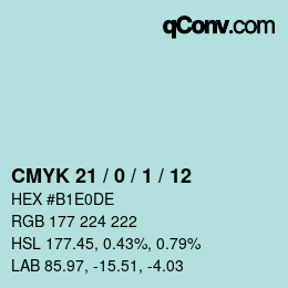 Color code: CMYK 21 / 0 / 1 / 12 | qconv.com