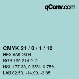 カラーコード: CMYK 21 / 0 / 1 / 16 | qconv.com
