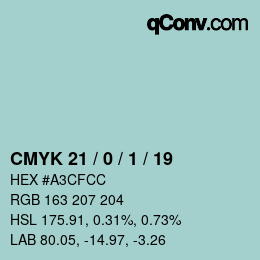 Color code: CMYK 21 / 0 / 1 / 19 | qconv.com