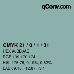 Color code: CMYK 21 / 0 / 1 / 31 | qconv.com