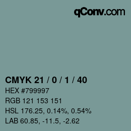 Color code: CMYK 21 / 0 / 1 / 40 | qconv.com