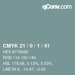 Color code: CMYK 21 / 0 / 1 / 41 | qconv.com