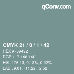 Color code: CMYK 21 / 0 / 1 / 42 | qconv.com