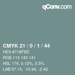 カラーコード: CMYK 21 / 0 / 1 / 44 | qconv.com