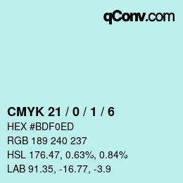 Color code: CMYK 21 / 0 / 1 / 6 | qconv.com
