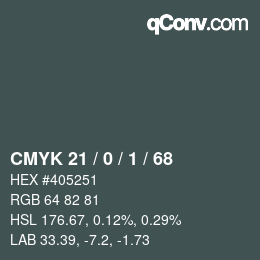 Color code: CMYK 21 / 0 / 1 / 68 | qconv.com