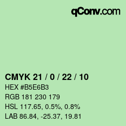 颜色代码: CMYK 21 / 0 / 22 / 10 | qconv.com