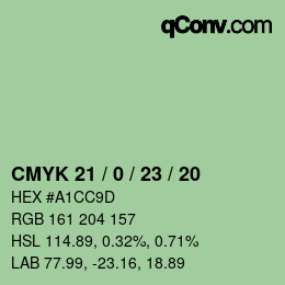 Color code: CMYK 21 / 0 / 23 / 20 | qconv.com