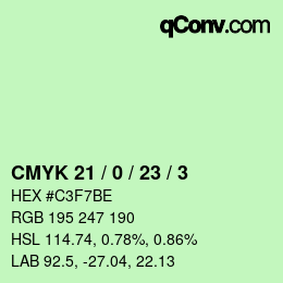 カラーコード: CMYK 21 / 0 / 23 / 3 | qconv.com