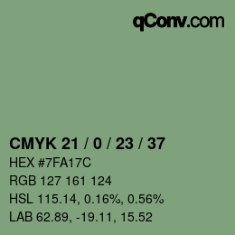 Color code: CMYK 21 / 0 / 23 / 37 | qconv.com