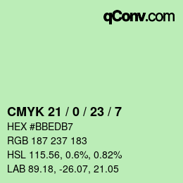 Color code: CMYK 21 / 0 / 23 / 7 | qconv.com