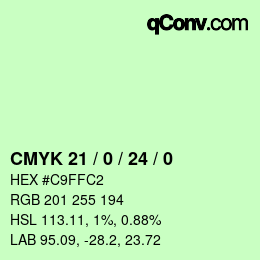 Color code: CMYK 21 / 0 / 24 / 0 | qconv.com
