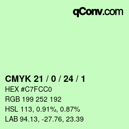 颜色代码: CMYK 21 / 0 / 24 / 1 | qconv.com