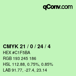 Color code: CMYK 21 / 0 / 24 / 4 | qconv.com